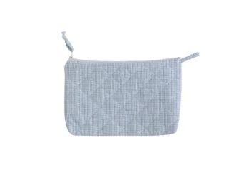 Quilted Luggage Cosmetic Bag-Blue