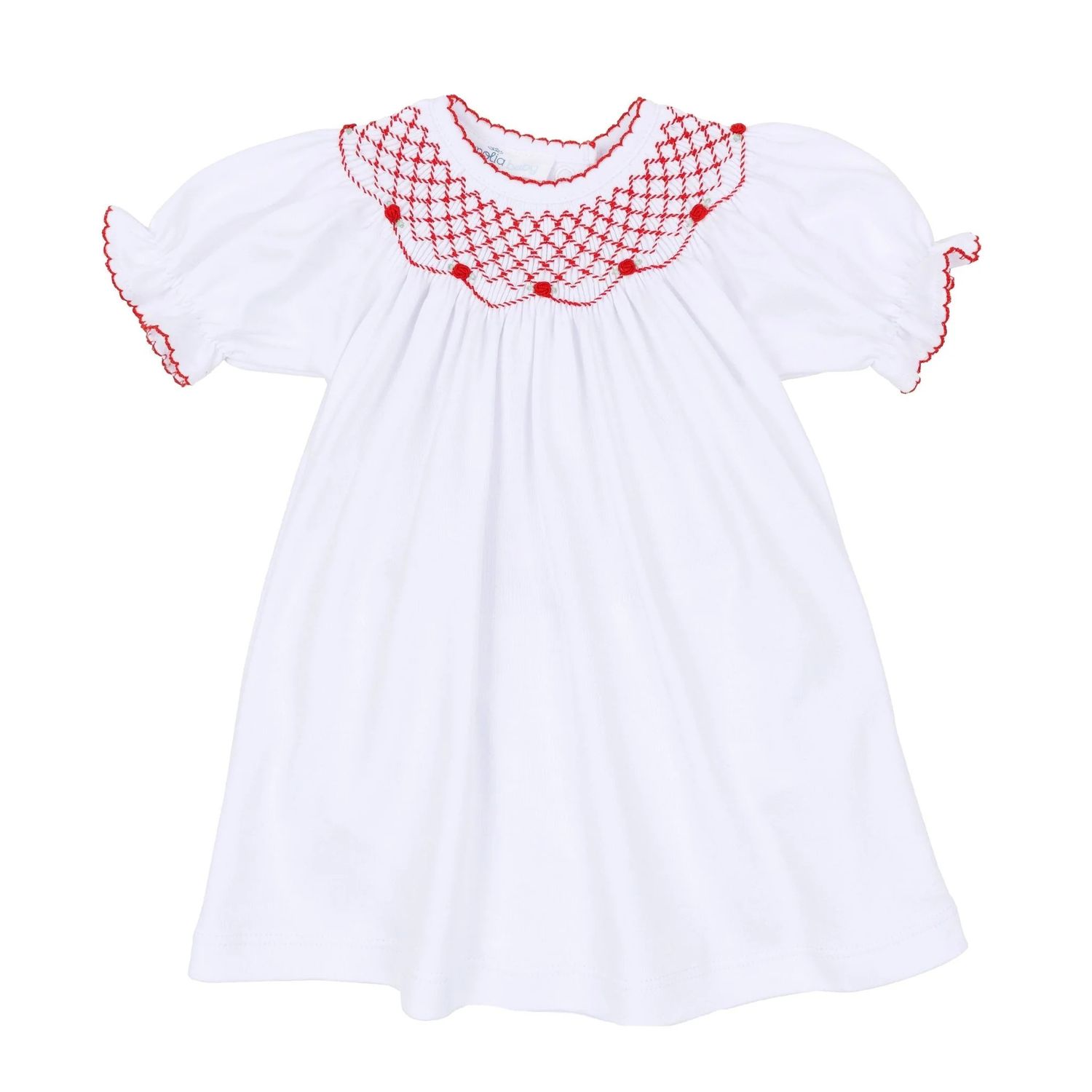 Millie White/Red Smocked Bishop Dress