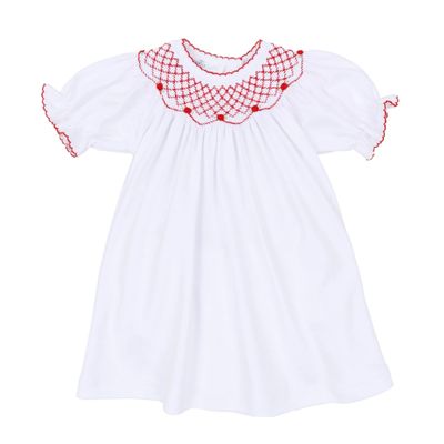 Millie White/Red Smocked Bishop Dress