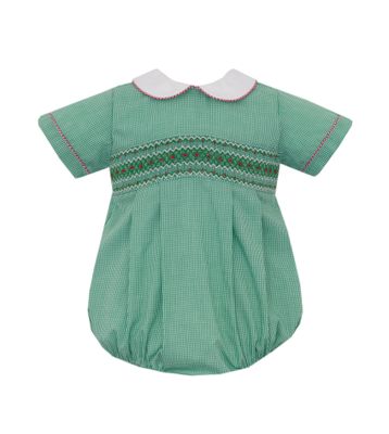 Sebastian Smocked Green Gingham Bubble