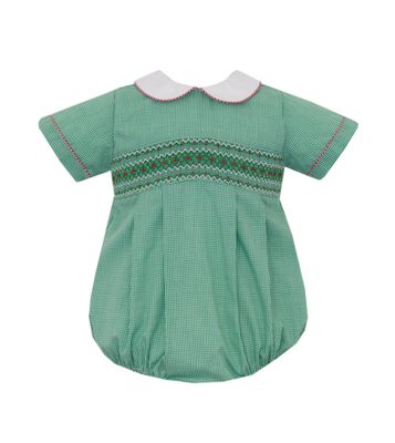 Sebastian Smocked Green Gingham Bubble