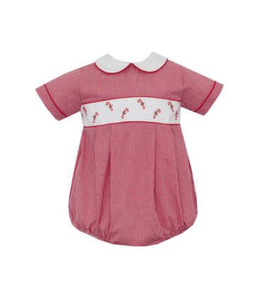 Emb Candy Canes Red Gingham Bubble