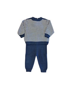 Navy Striped Knit Sweater Set