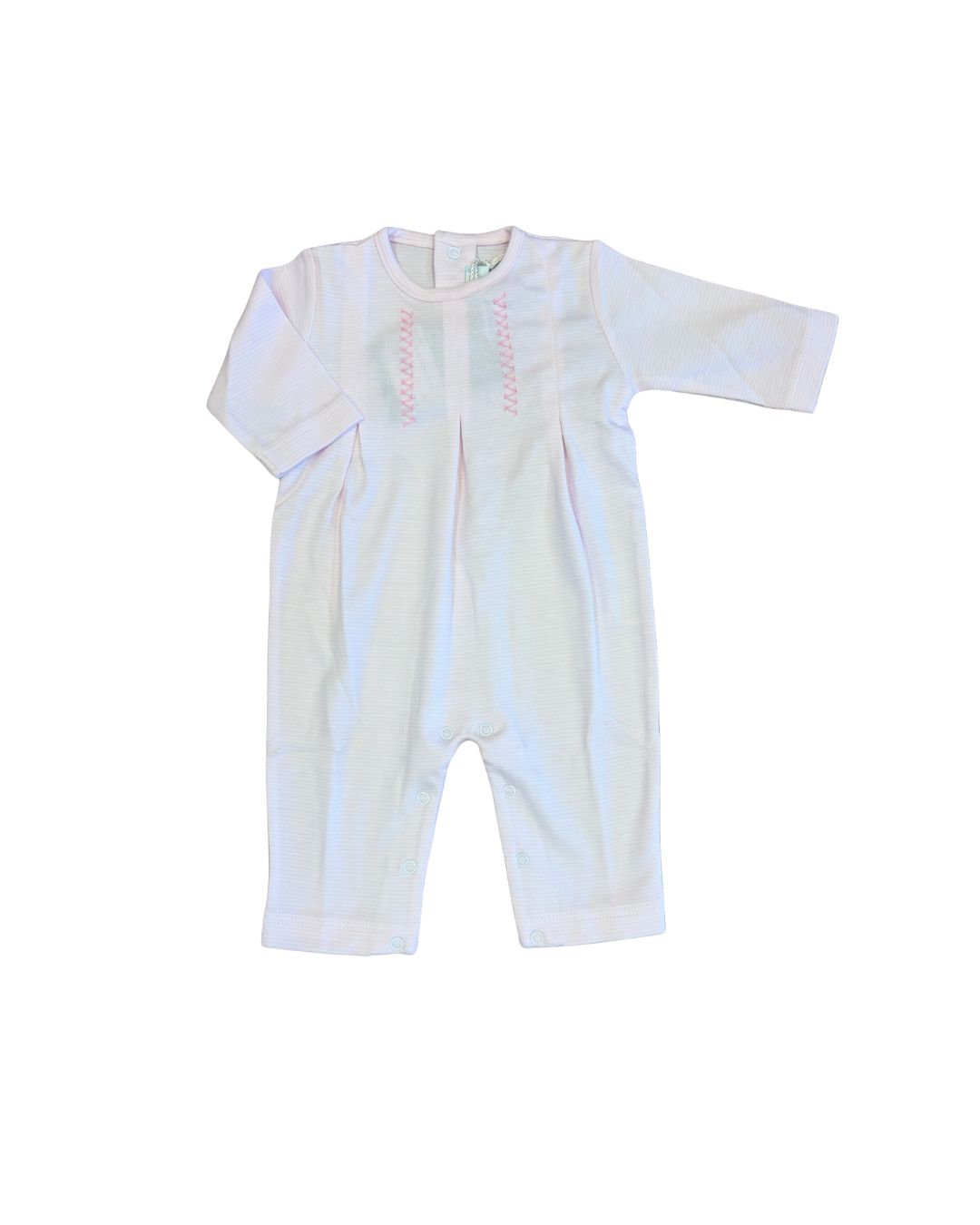 Striped Layette One Piece, Pink