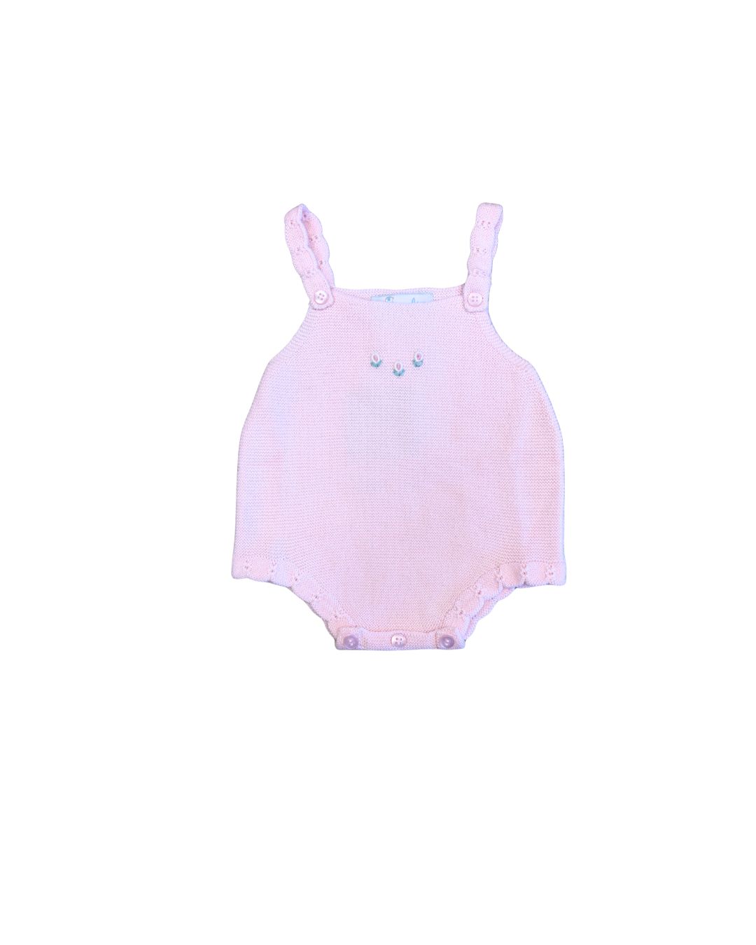 Rosebud Knit Bubble Romper, Pink
