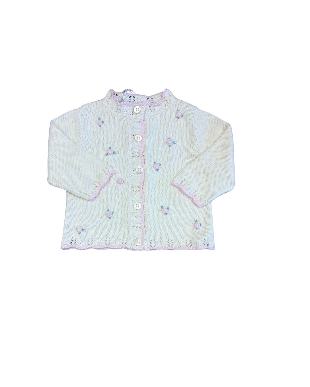 Rosette Knit Cardigan, Ivory