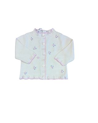 Rosette Knit Cardigan, Ivory