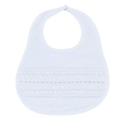 Benjamin Smocked Bib, Light Blue