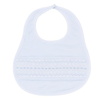 Benjamin Smocked Bib, Light Blue