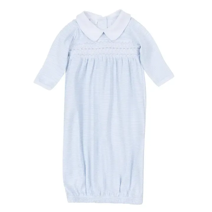 Benjamin Smocked Gown, Light Blue