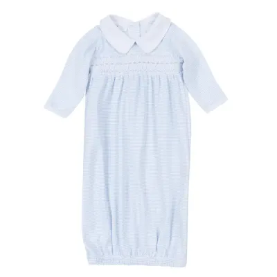 Benjamin Smocked Gown, Light Blue