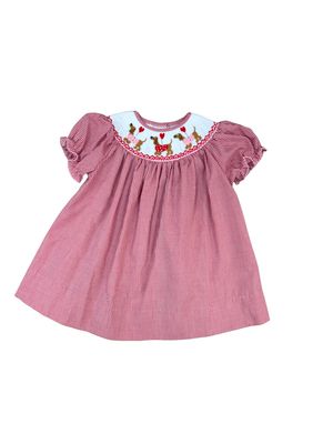 Red Gingham Smock Emma Bishop, Valentine Puppy