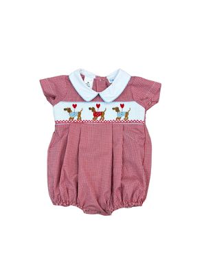 Red Gingham Smock Blake Bubble, Valentine Puppy