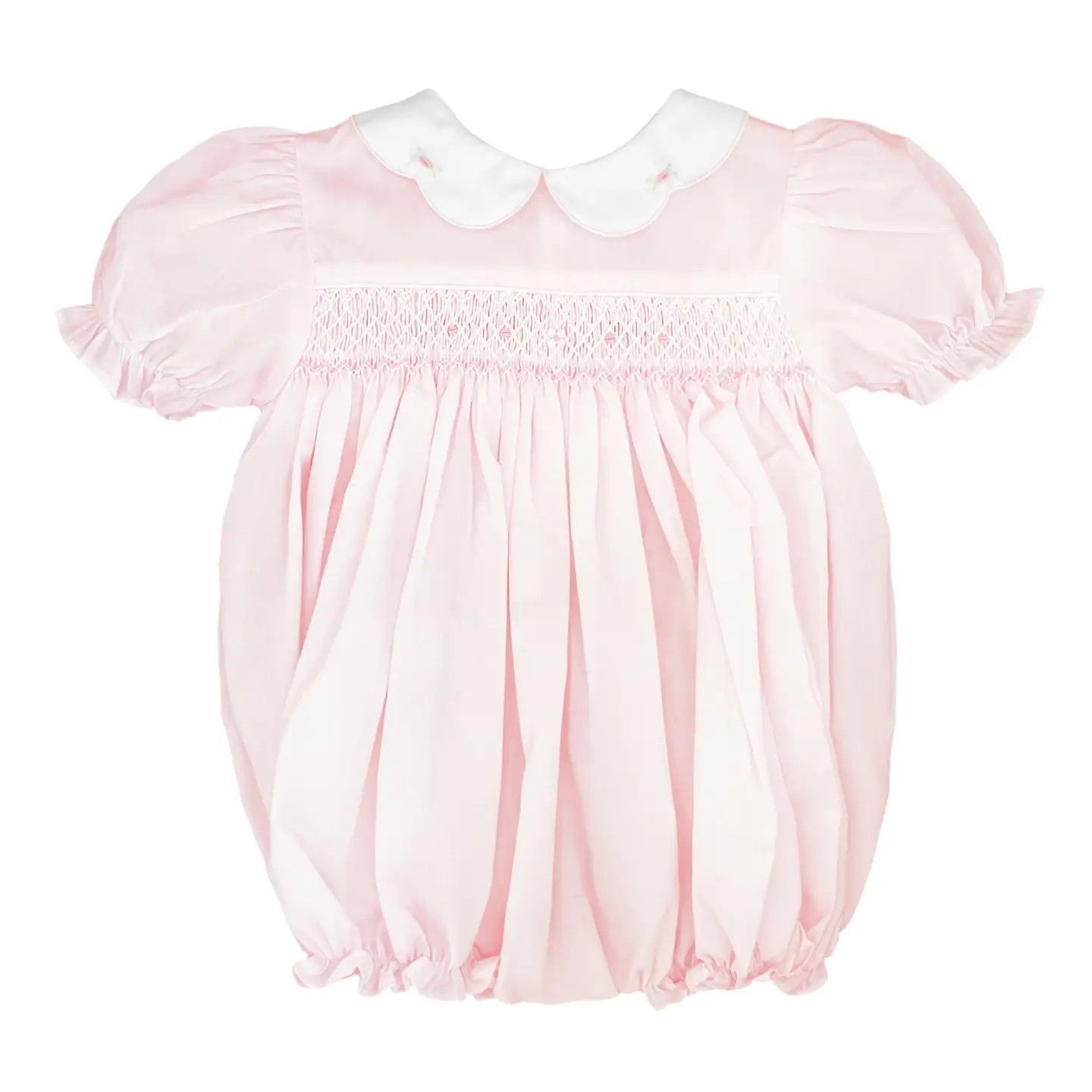 Hand Embroidered Smocked Bubble, Pink