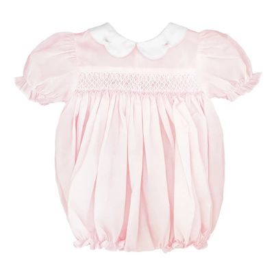 Hand Embroidered Smocked Bubble, Pink