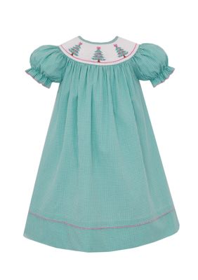 Green Gingham Bishop, Pink Bow Christmas Tree