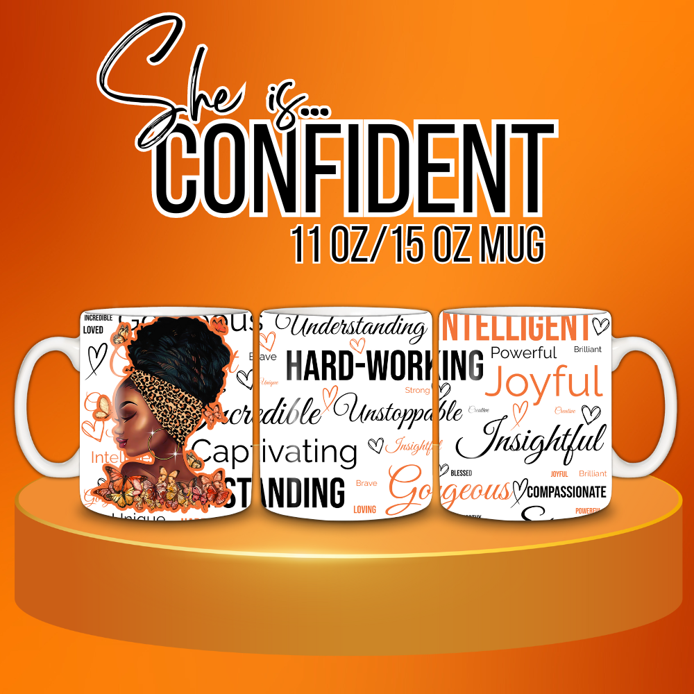 SHE IS Confident- Black Woman Affirmation Mug- SHE IS Collection