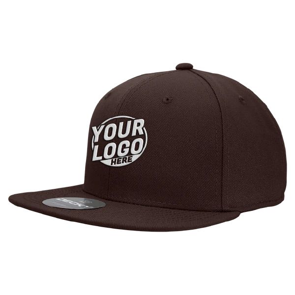 RP1 Baseball 6 Panel High Profile Structured Acrylic / Polyester Flat Bill Fitted Brown Hat 00151