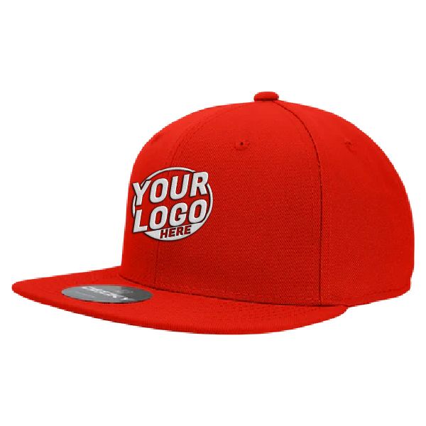 RP1 Baseball 6 Panel High Profile Structured Acrylic / Polyester Flat Bill Fitted Red Hat 173