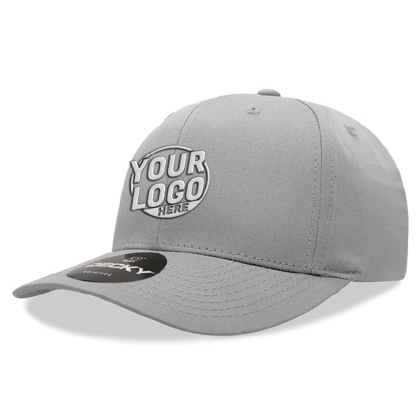 6022 Baseball 6 Panel Mid Profile Structured Cotton / Polyester Curved Visor Snap Back Gray Hat 00193