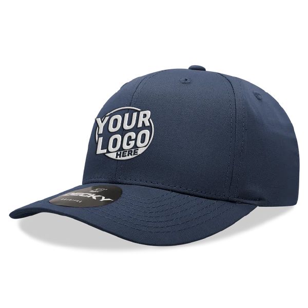 6022 Baseball 6 Panel Mid Profile Structured Cotton / Polyester Curved Visor Snap Back Navy Blue Hat 00201