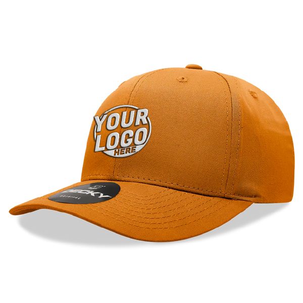 6022 Baseball 6 Panel Mid Profile Structured Cotton / Polyester Curved Visor Snap Back Orange Hat 00205