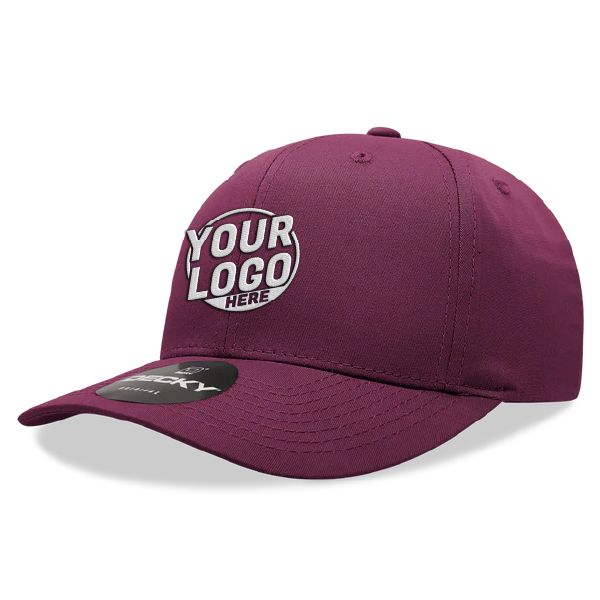 6022 Baseball 6 Panel Mid Profile Structured Cotton / Polyester Curved Visor Snap Back Maroon Hat 00199