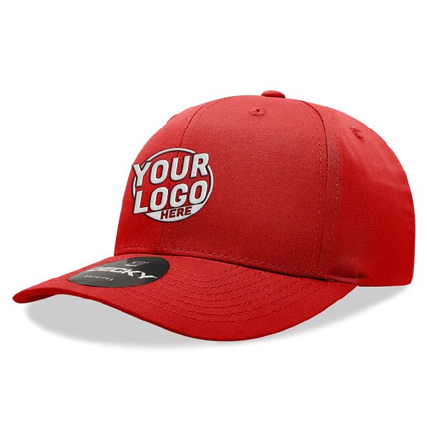 6022 Baseball 6 Panel Mid Profile Structured Cotton / Polyester Curved Visor Snap Back Red Hat 00209
