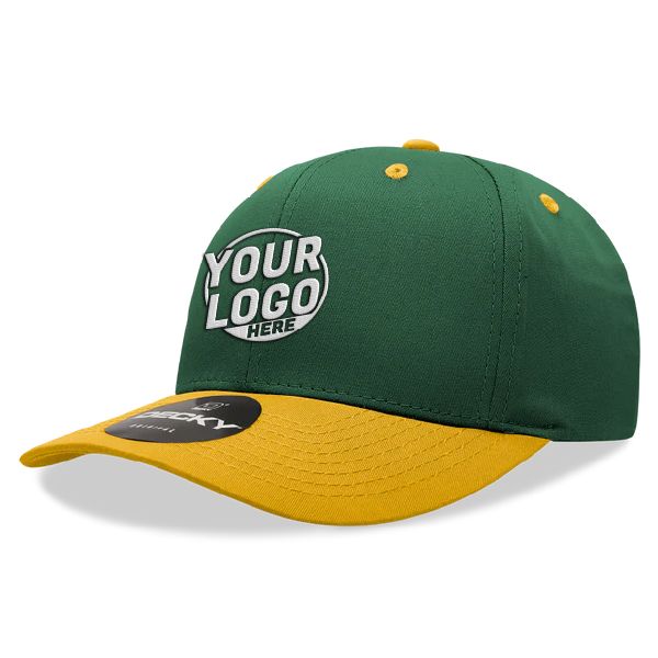 6022 Baseball 6 Panel Mid Profile Structured Cotton / Polyester Curved Visor Snap Back Forest Gold Hat 227