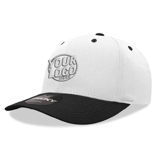 6022 Baseball 6 Panel Mid Profile Structured Cotton / Polyester Curved Visor Snap Back White Black Hat 233