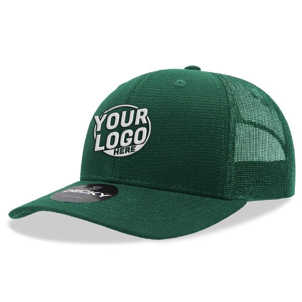 6021 Classic Trucker 6 Panel Mid Profile Structured Cotton / Poly Snap Back Trucker Forest Hat 00258