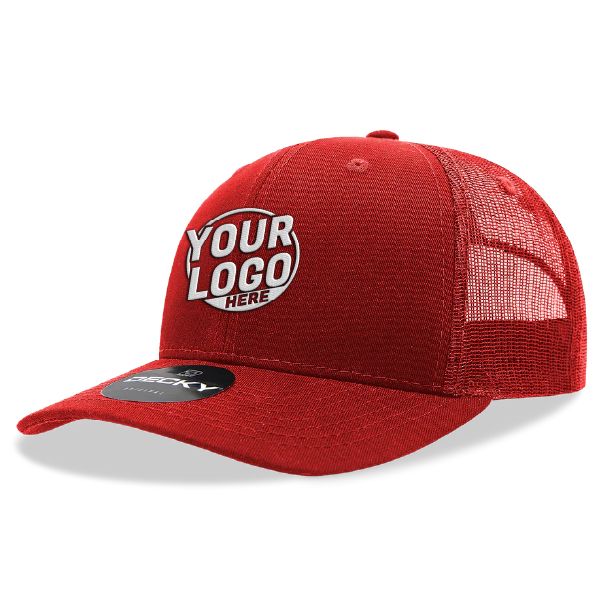 6021 Classic Trucker 6 Panel Mid Profile Structured Cotton / Poly Snap Back Trucker Cardinal Hat 00254