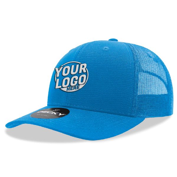 6021 Classic Trucker 6 Panel Mid Profile Structured Cotton / Poly Snap Back Trucker Sky Blue Hat 00288