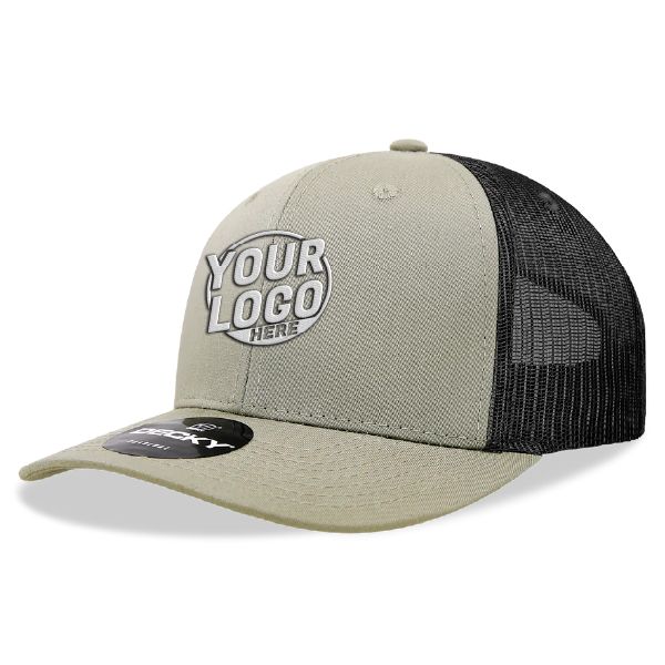 6021 Classic Trucker 6 Panel Mid Profile Structured Cotton / Poly Snap Back Trucker Loden Black Hat 384