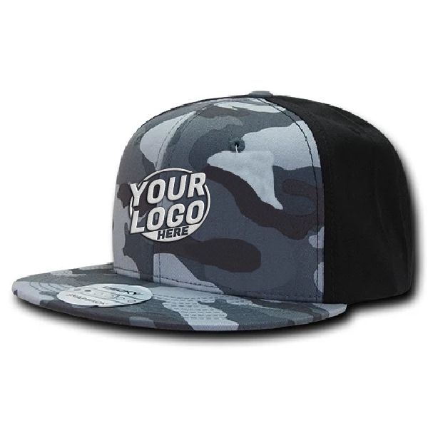 1049 Baseball 6 Panel High Profile Structured Acrylic / Polyester Flat Bill Snap Back Urban Urban Black Hat 450