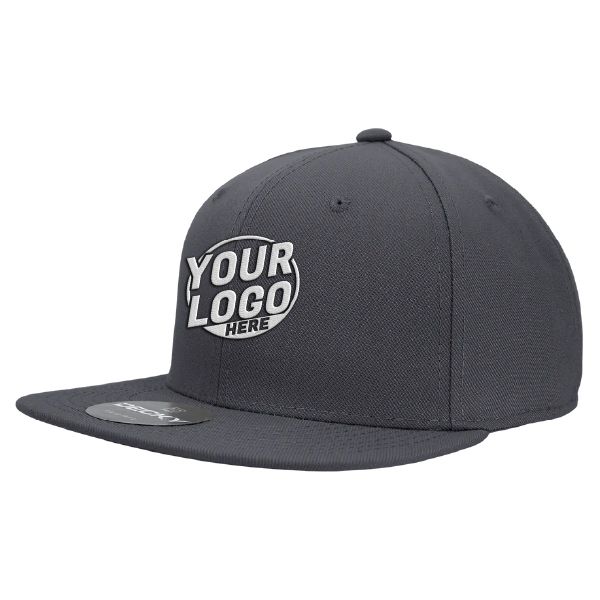 6020 Baseball 6 Panel High Profile Structured Acrylic / Polyester Flat Bill Snap Back Charcoal Hat 474