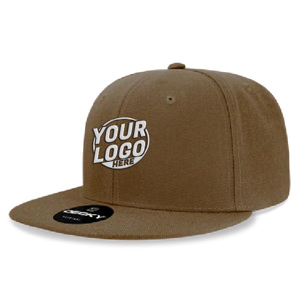 6020 Baseball 6 Panel High Profile Structured Acrylic / Polyester Flat Bill Snap Back Coyote Hat 476