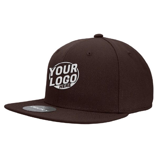 6020 Baseball 6 Panel High Profile Structured Acrylic / Polyester Flat Bill Snap Back Brown Hat 468