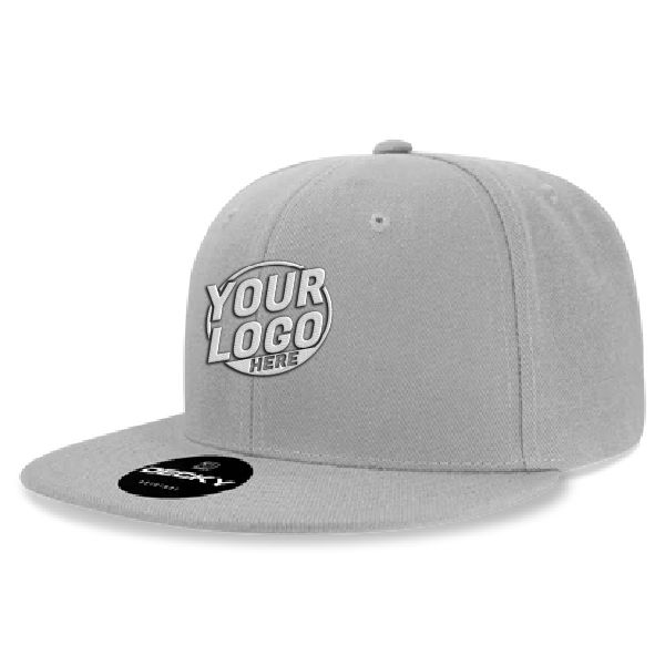 6020 Baseball 6 Panel High Profile Structured Acrylic / Polyester Flat Bill Snap Back Gray Hat 480