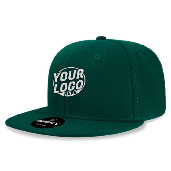 6020 Baseball 6 Panel High Profile Structured Acrylic / Polyester Flat Bill Snap Back Hunter Green Hat 484