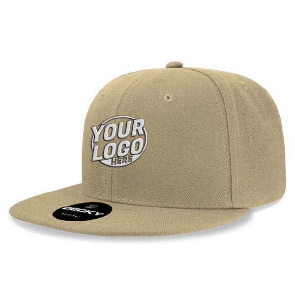 6020 Baseball 6 Panel High Profile Structured Acrylic / Polyester Flat Bill Snap Back Khaki Hat 488