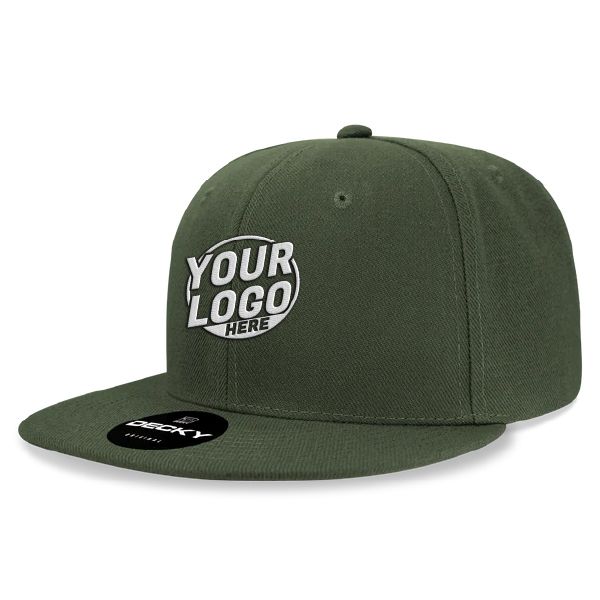 6020 Baseball 6 Panel High Profile Structured Acrylic / Polyester Flat Bill Snap Back Olive Hat 492