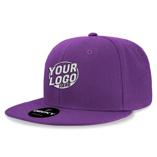 6020 Baseball 6 Panel High Profile Structured Acrylic / Polyester Flat Bill Snap Back Purple Hat 496