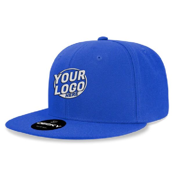 6020 Baseball 6 Panel High Profile Structured Acrylic / Polyester Flat Bill Snap Back Royal Blue Hat 498