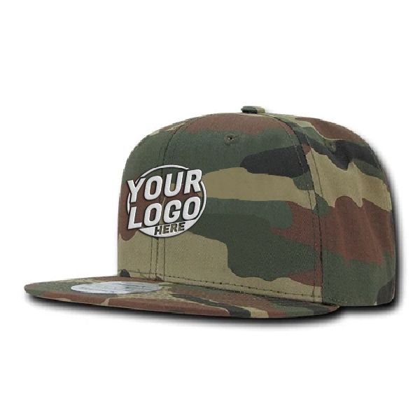 1049 Baseball 6 Panel High Profile Structured Acrylic / Polyester Flat Bill Snap Back Woodland Woodland Woodland Hat 462