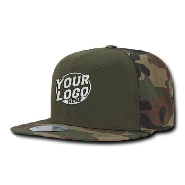 1049 Baseball 6 Panel High Profile Structured Acrylic / Polyester Flat Bill Snap Back Woodland Olive Woodland Hat 454