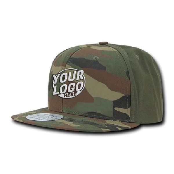 1049 Baseball 6 Panel High Profile Structured Acrylic / Polyester Flat Bill Snap Back Woodland Woodland Olive Hat 460
