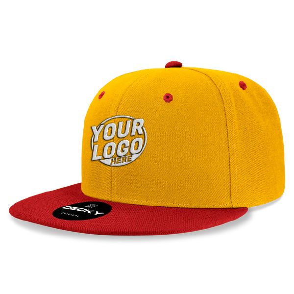 6020 Baseball 6 Panel High Profile Structured Acrylic / Polyester Flat Bill Snap Back Gold Cardinal Hat 528