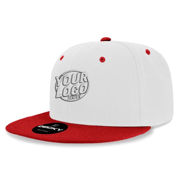 6020 Baseball 6 Panel High Profile Structured Acrylic / Polyester Flat Bill Snap Back White Cardinal Hat 580