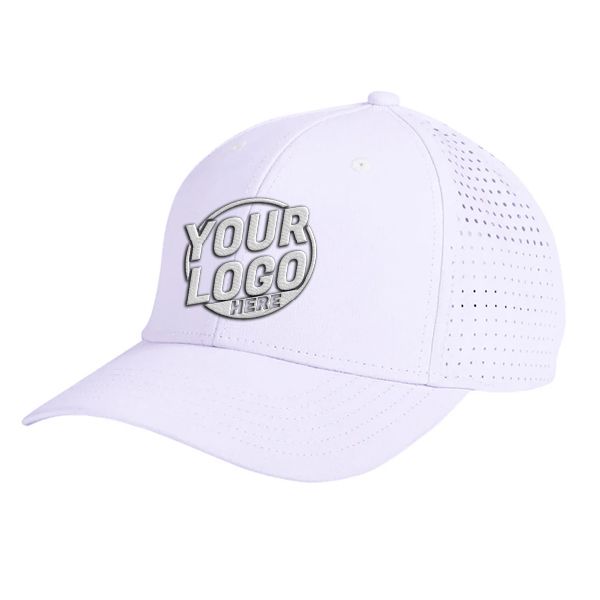 BA537 Baseball 6 Panel Mid Profile Structured 100% Polyester Perforated White Hat 636